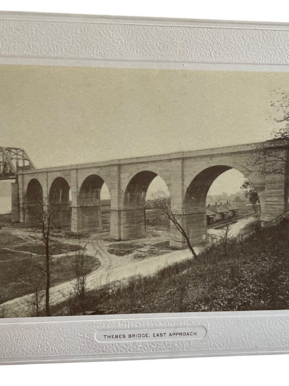 Thebes Bridge East Approach Vintage Photograph Mounted On Textured White Cardsto